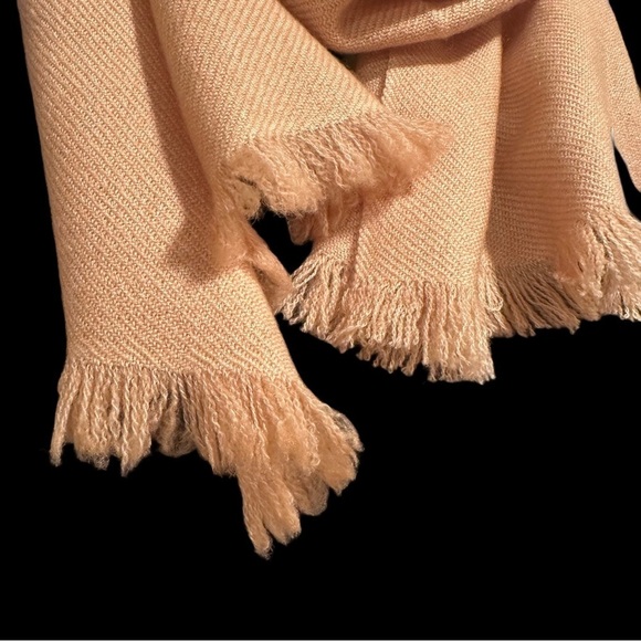 100% Cashmere Pashmina Short Scarf Twill Weave Design Caramel Eyelash Fringe NTW - Picture 6 of 16